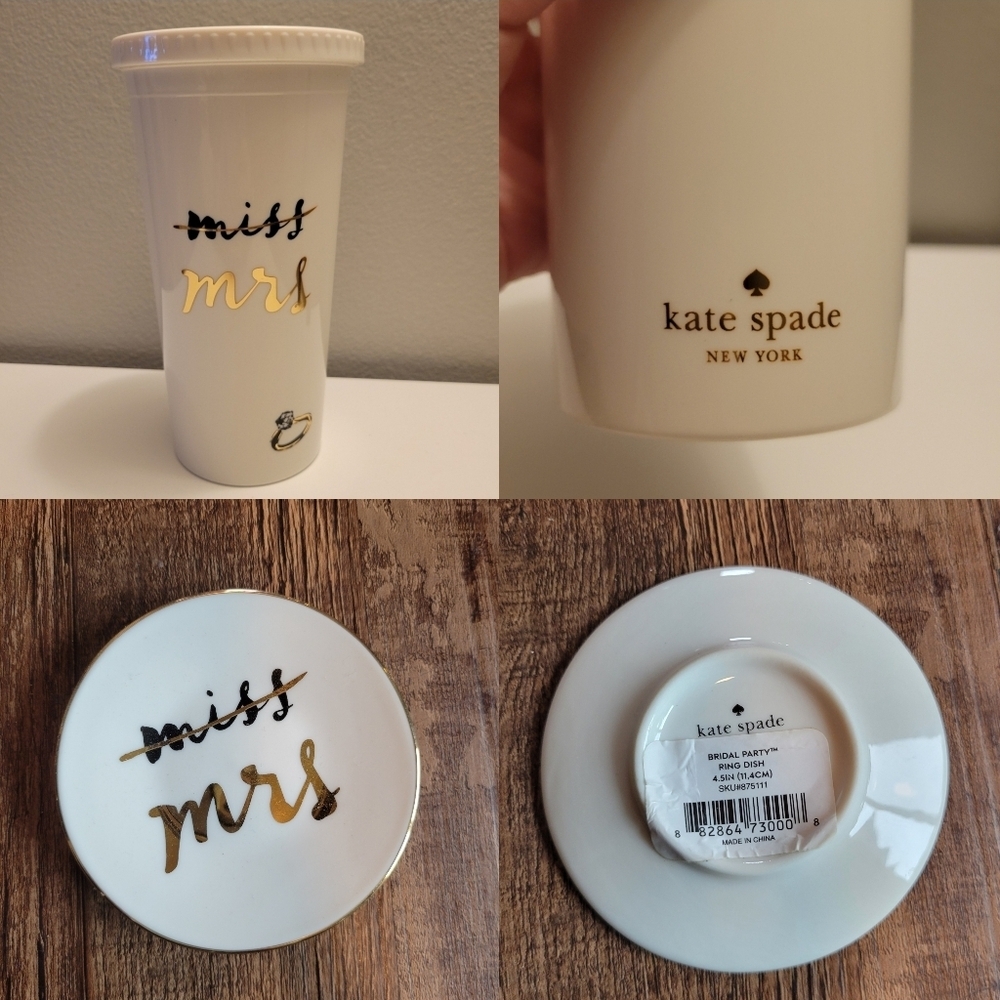 Kate Spade Miss To Mrs Bride Tumbler & Ring Dish Set